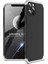Apple iPhone 12 Pro Max Kılıf 3 Parçalı Tam Koruma Sert Mika Ays Kapak Siyah Gümüş 1