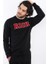 Erkek Süzine Baskılı Siyah Sweatshirt 4
