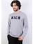 Erkek Süzine Baskılı Gri Melanj Sweatshirt 3