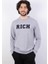 Erkek Süzine Baskılı Gri Melanj Sweatshirt 1