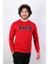 Erkek Süzine Baskılı Kırmızı Sweatshirt 1