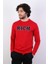 Erkek Süzine Baskılı Kırmızı Sweatshirt 3