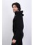 Erkek Süzine Baskılı Kapüşonlu Siyah Sweatshirt 2