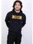 Erkek Süzine Baskılı Kapüşonlu Lacivert Sweatshirt 1