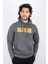 Erkek Süzine Baskılı Kapüşonlu Antrasit Melanj Sweatshirt 1