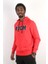 Erkek Süzine Baskılı Kapüşonlu Kırmızı Sweatshirt 2