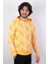 Erkek Kapüşonlu Desenli Hardal Sweatshirt 1
