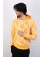 Erkek Kapüşonlu Desenli Hardal Sweatshirt 2