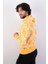 Erkek Kapüşonlu Desenli Hardal Sweatshirt 3