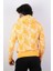 Erkek Kapüşonlu Desenli Hardal Sweatshirt 4