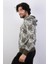 Erkek Kapüşonlu Desenli Haki Sweatshirt 2