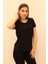 Kadın Siyah Bisiklet Yaka Basic T-Shirt 2