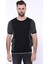Erkek Slimf Fit Bisiklet Yaka Kenarları Desenli Tişört 1