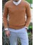 Erkek Slim Fit Desensiz Pamuk V Yaka Triko 2