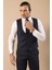 Erkek Slim Fit Desenli Kruvaze Yelek Set 2