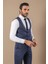 Erkek Slim Fit Desenli Kruvaze Yelek Set 4