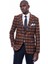 Ekose Sivri Yaka Slim Fit Taba Ceket 1