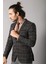 Erkek Ekose Desenli Sivri Yaka Slim Fit Ceket 1