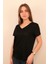 Kadın V Yaka Siyah T-Shirt 1