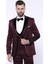 Erkek Slim Fit Desenli Velvet Yaka Takım Elbise 1