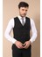 Erkek Sivri Yaka Slim Fit Yelekli Takım Elbise 2