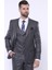 Erkek Çizgili Slim Fit Yelekli Takım Elbise 1