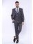 Erkek Çizgili Slim Fit Yelekli Takım Elbise 2