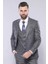 Erkek Ekose Ceket Yelekli Slim Fit Takım Elbise 1