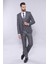 Erkek Ekose Ceket Yelekli Slim Fit Takım Elbise 2