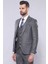 Erkek Ekose Ceket Yelekli Slim Fit Takım Elbise 5