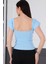 Z2008 Dewberry Kadın Krop Bluz-Mavi 3