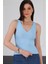 Z2009 Dewberry Kadın Krop Bluz-Mavi 4