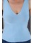 Z2009 Dewberry Kadın Krop Bluz-Mavi 5