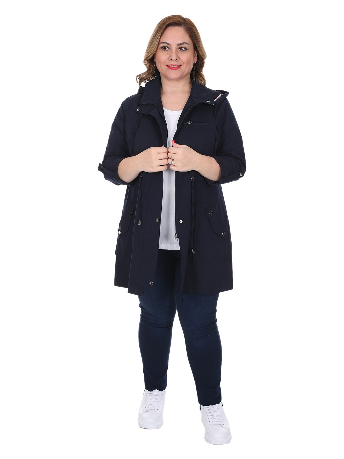 Brendon Kadın Büyük Beden Pamuklu Mevsimlik Trençkot 3019 Kırmızı/red 21S32003019 - Görsel 6