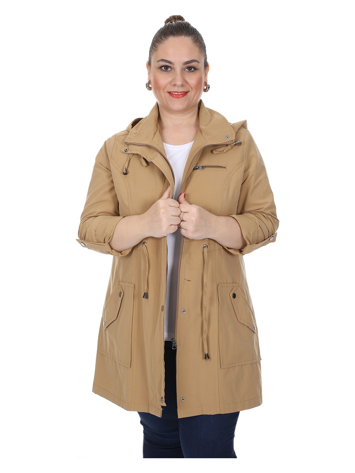 Brendon Kadın Büyük Beden Pamuklu Mevsimlik Trençkot 3019 Siyah/black 21S32003019 - Görsel 10