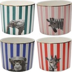 Porland Wild Life 4'lü Bardak Takımı Desenli Porselen Renkli 230 cc Pop-Art Tasarım