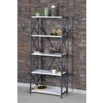 Mobigoom 5 Raflı Metal Kitaplık 60 cm Genişlikte Yonga Levha ile Dayanıklı ve Dekoratif Tasarım