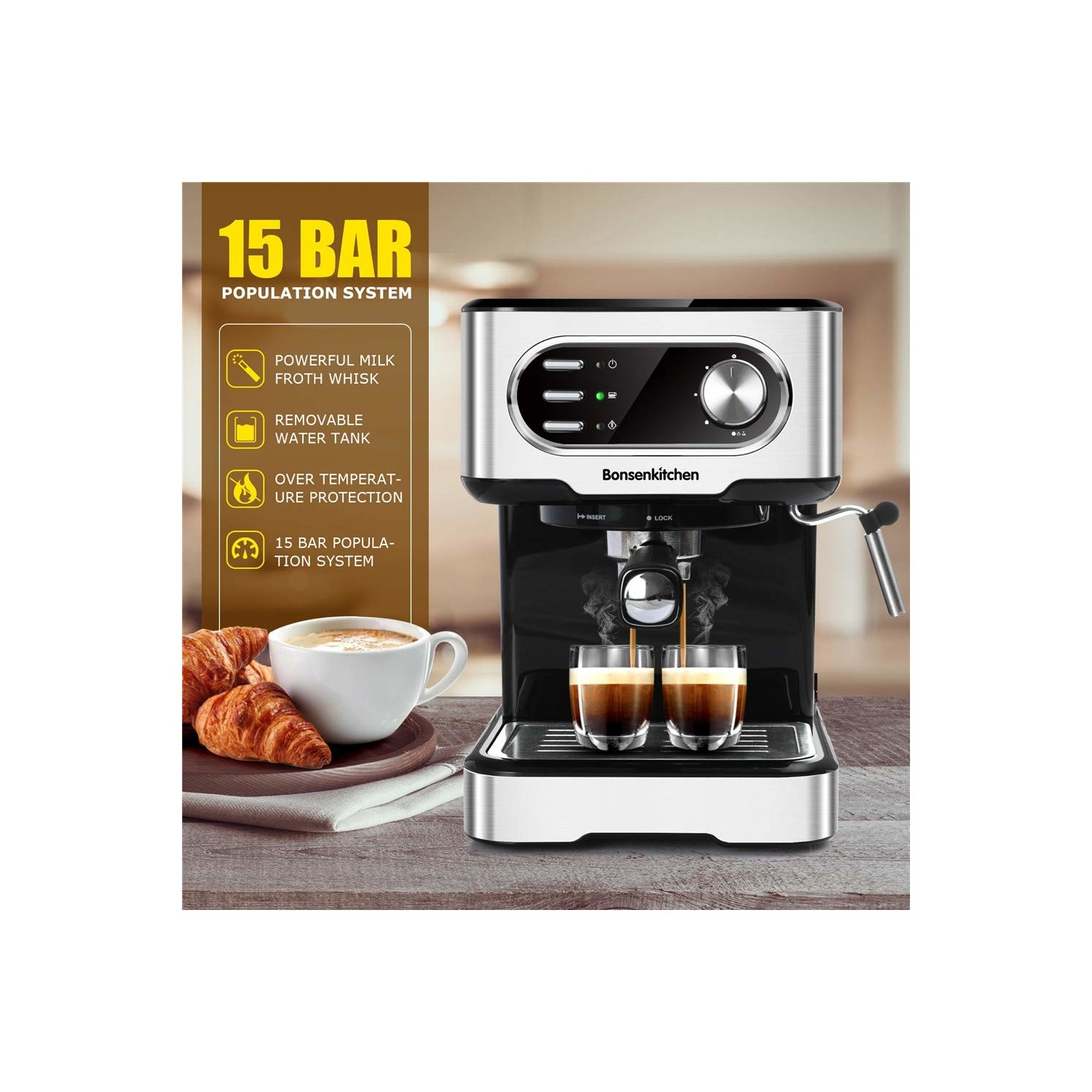 Bonsenkitchen CM8008 15 Bar Espresso Makinesi Fiyatı