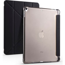 Fuchsia Apple iPad Uyumlu 10.2" 8. Nesil Kılıf Kalemlikli Premium Standlı Katlanabilir Kılıf Siyah