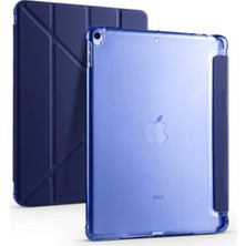 Fuchsia Apple iPad Uyumlu 10.5" 7. Nesil Kılıf Kalemlikli Premium Standlı Katlanabilir Kılıf Lacivert