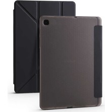 Fuchsia Samsung Galaxy Tab S6 Lite Sm P610 10.4" Kılıf Kalem Bölmeli Tri Folding Smart Standlı Pu Deri Arkası Yumuşak  360 Tam Koruma Siyah