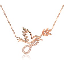 İndigo Takı Barış Güvercini Rose Gümüş Kolye