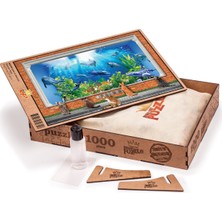 King Of Puzzle Kediler ve Akvaryum Ahşap Puzzle 1000 Parça