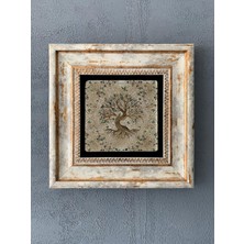 Oscar Stone Decor Çerçeveli Taş Duvar Dekoru 20 x 20 cm Kompozit Malzemeden Modern Tema