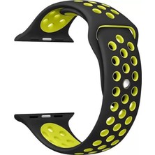 Arabulalaca Apple Watch Uyumlu 42MM Spor Kordon 42 mm Kayış Seri 1-2-3 Siyah - Sarı
