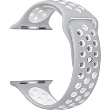 Arabulalaca Apple Watch Uyumlu 44MM Spor Kordon 44 mm Kayış Seri 4-5 Gri - Beyaz