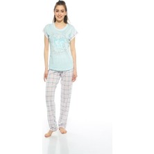 Estiva Kareli Desenli Ekose Kısa Kol Bayan Pijama Takım