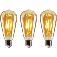 Era ST64 Flamanlı Rustik 6W LED Ampul 3'lü Dekoratif Vintage Aydınlatma Amber Rengi