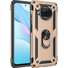 Caseart Xiaomi Redmi Note 9 Pro 5g Kapak Military Yüzüklü Stantlı Panzer Tank Kılıf Gold