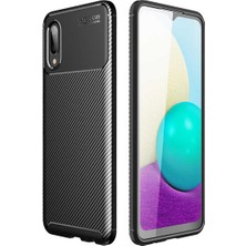 Caseart Samsung Galaxy A02 Kılıf Karbon Tasarımlı Kapak Siyah